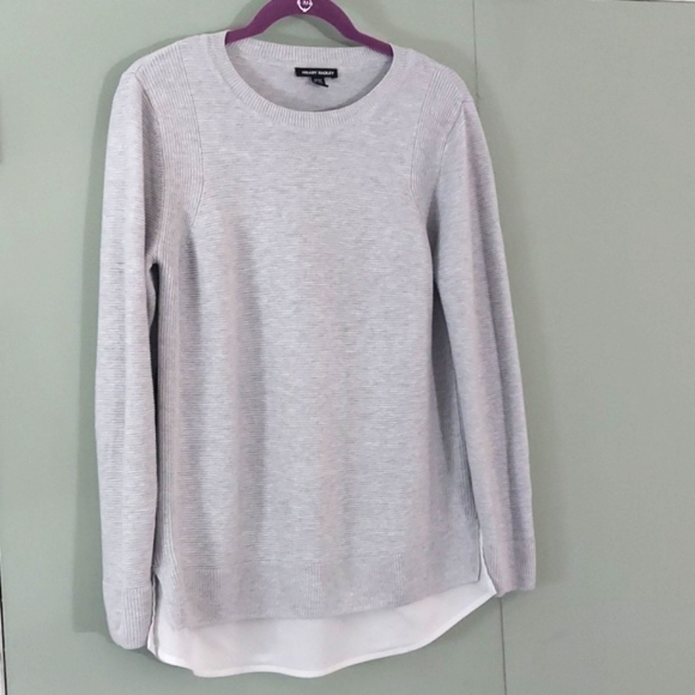 Hilary Radley Ribbed Mock-Layer Crew Neck Tunic Knit 2fer Top Sz M